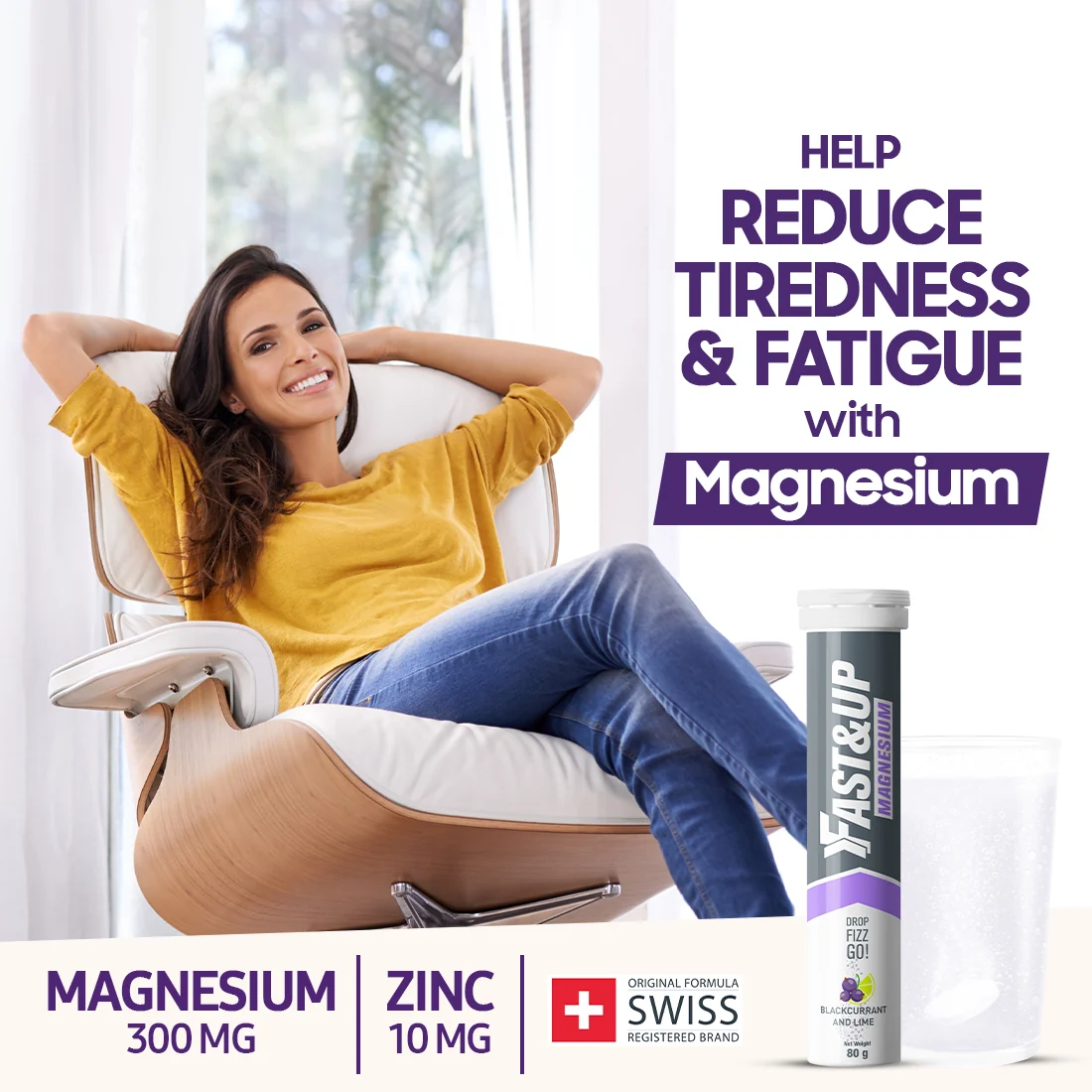 Help reduce tiredness and fatigue with 300mg Magnesium and 10mg Zinc