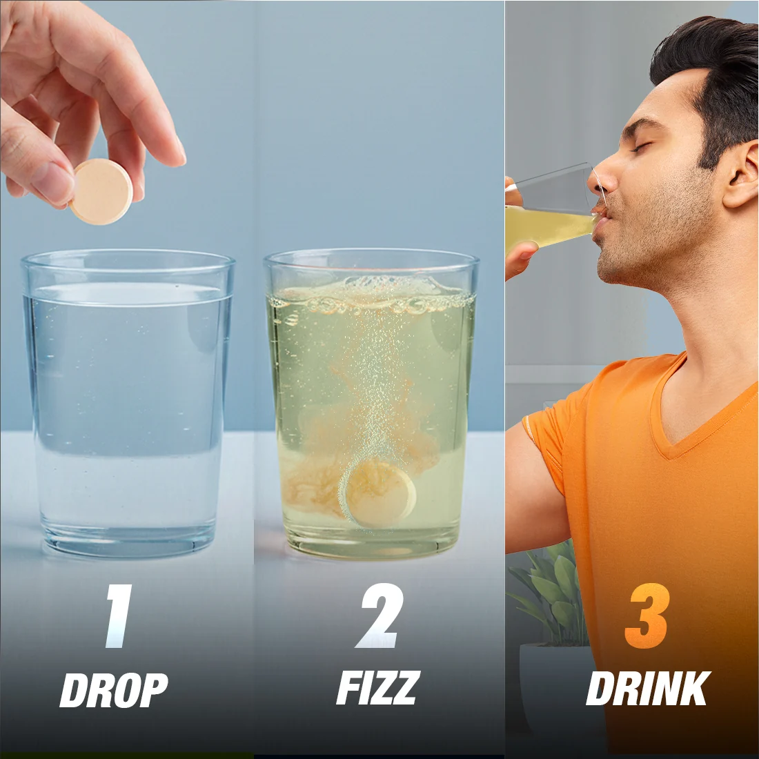 Drop, fizz and drink usage steps for Reload Zero