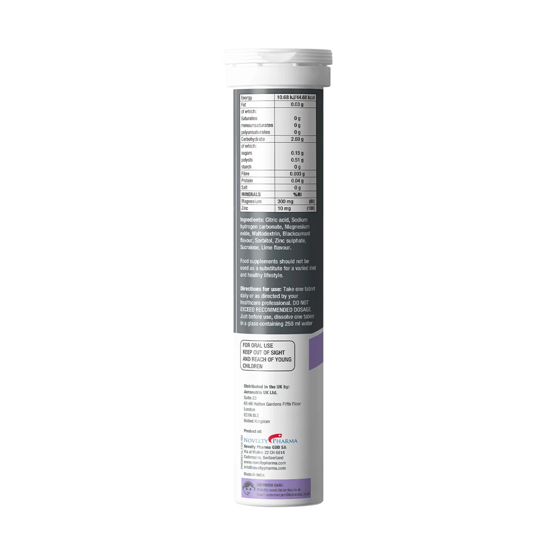 Back of the Fast&Up Magnesium tube with instructions