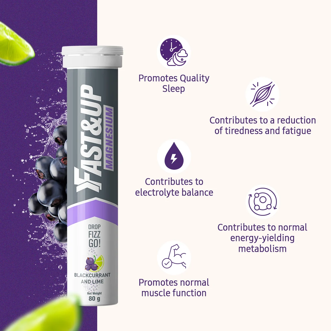 Benefits of Fast&Up Magnesium: sleep, muscle function, electrolyte balance